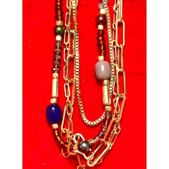 Style & Co Multi-Strand Necklace Gold Chains and Colorful Beads - Picture 2 of 3